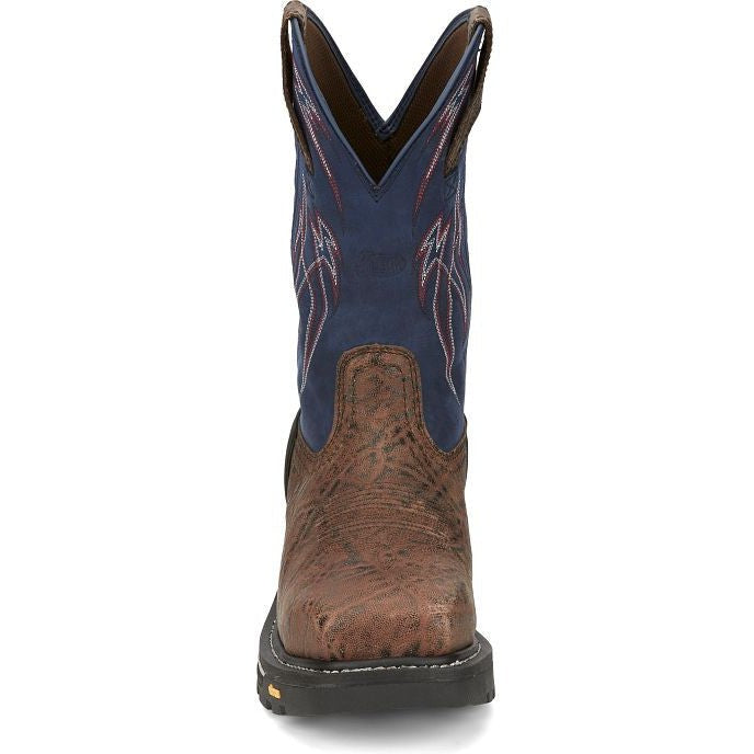 Justin Men's Frontline Hiviz 11" Waterproof Composite Toe Western Work Boot -Brown- CR2153 - Overlook Boots