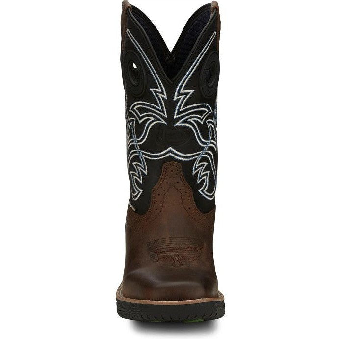 Justin Men's Nitread 11" Square Toe Waterproof Western Work Boot -Black- CR3205 - Overlook Boots