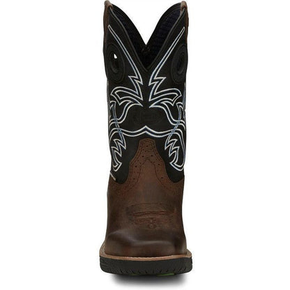 Justin Men's Nitread 11" Square Toe Waterproof Western Work Boot -Black- CR3205 - Overlook Boots