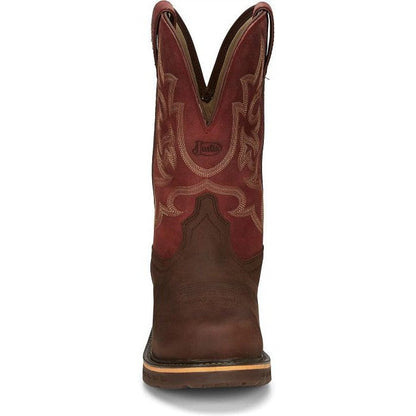 Justin Men's Resistor 11" Composite Toe Waterproof Western Work Boot- Brown- CR4007 - Overlook Boots