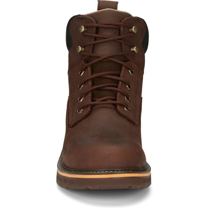 Justin Men's Resistor 6" Waterproof Lace Up Western Work Boot -Brown- CR401 - Overlook Boots