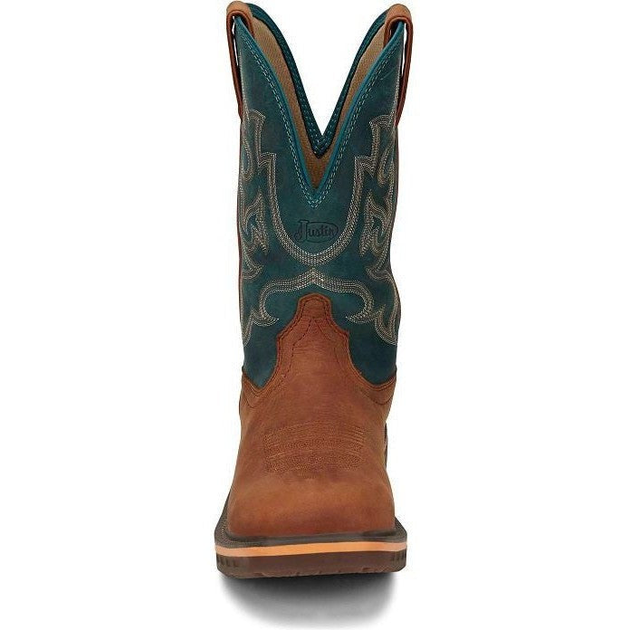 Justin Men's Resistor 11" Nano Composite Toe Western Work Boot -Blue - CR4010 - Overlook Boots