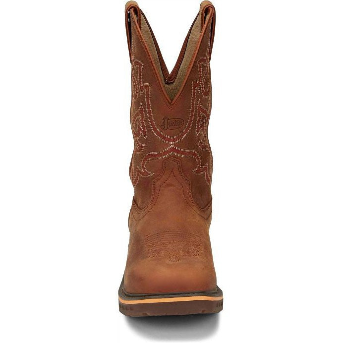 Justin Men's Resistor 11" Waterproof Western Work Boot -Brown- CR4011 - Overlook Boots
