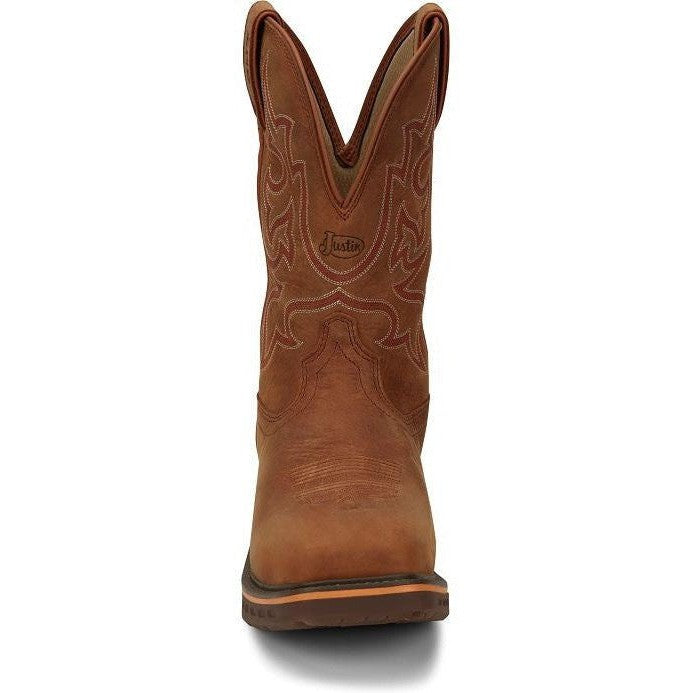 Justin Men's Resistor 11" Nano Composite Toe Western Work Boot -Brown- CR4016 - Overlook Boots