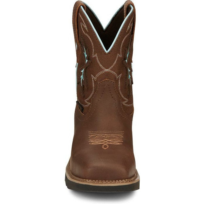 Justin Women's Chisel 8" Nano Composite Toe Western Work Boot -Brown- GY9960 - Overlook Boots