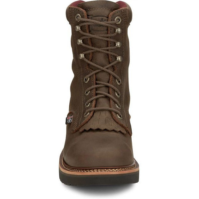 Justin Men's Rivot 8" Waterproof Lace Up Western Work Boot -Brown- OW440 - Overlook Boots