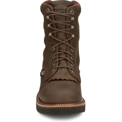 Justin Men's Rivot 8" Waterproof Lace Up Western Work Boot -Brown- OW440 - Overlook Boots