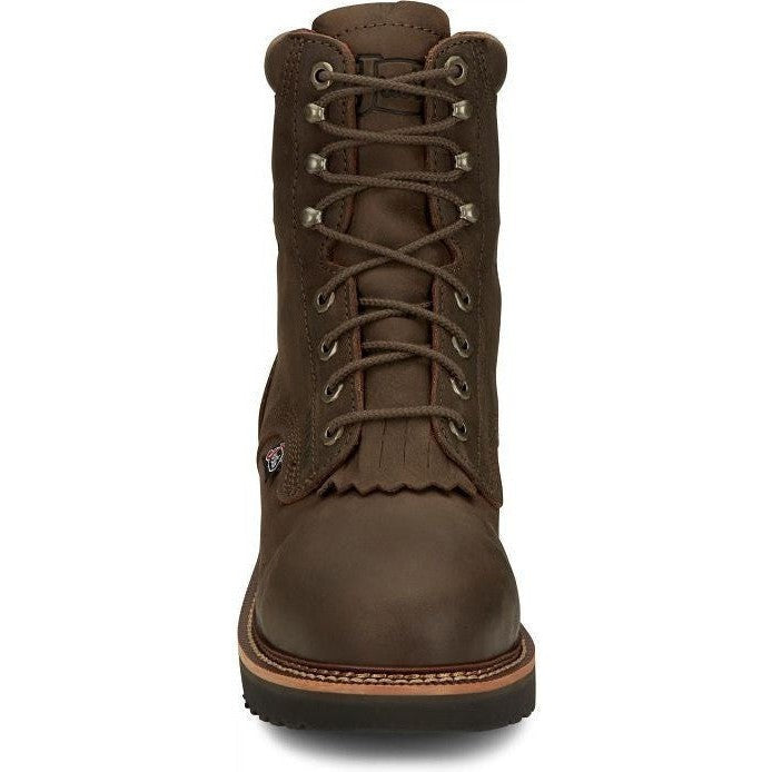 Justin Men's Rivot 8" Waterproof Steel Toe Western Work Boot -Brown- OW458 - Overlook Boots