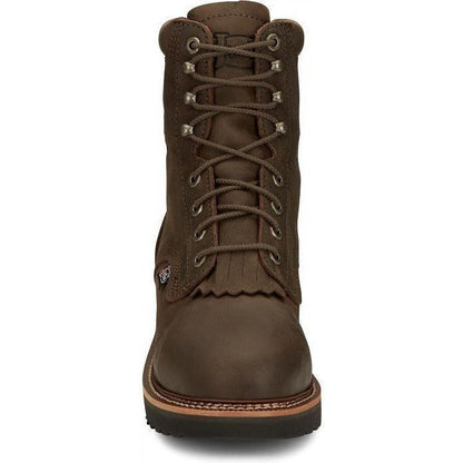 Justin Men's Rivot 8" Waterproof Steel Toe Western Work Boot -Brown- OW458 - Overlook Boots
