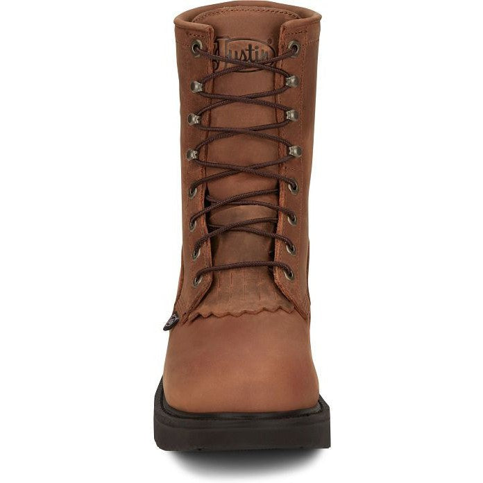 Justin Men's Livestock 8" Waterproof Lace Up Western Work Boot -Brown- OW604 - Overlook Boots