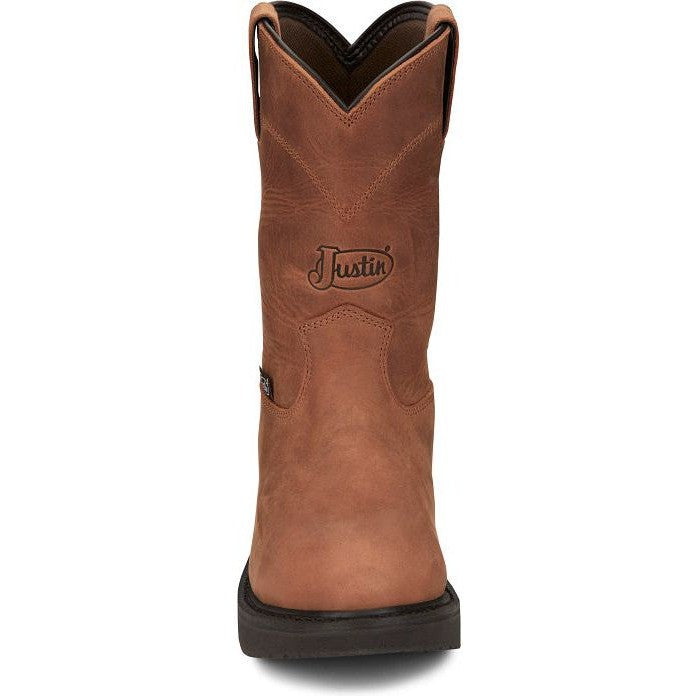 Justin Men's Round Up 10" Waterproof Western Work Boot -Brown- OW6604 - Overlook Boots