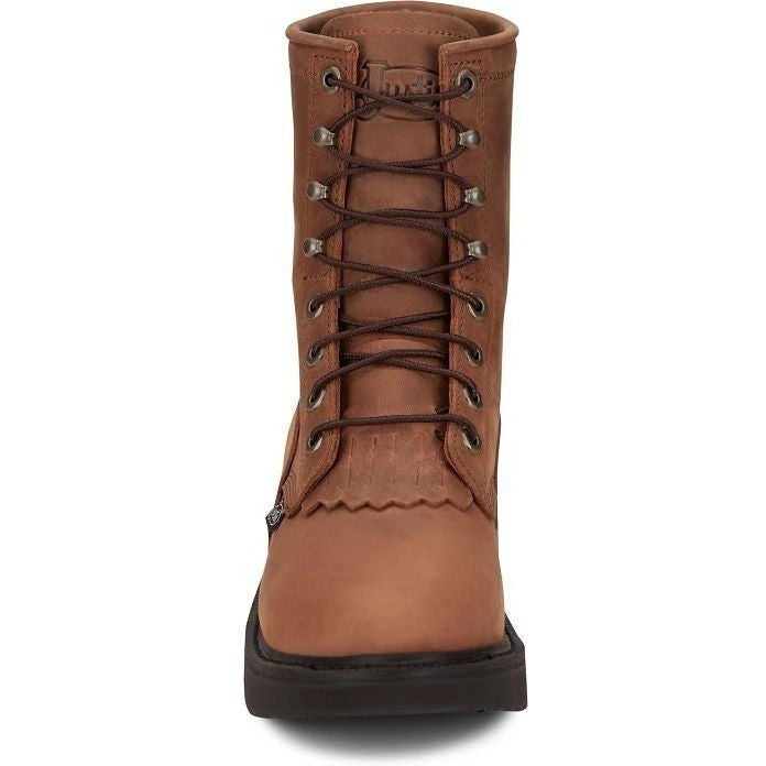 Justin Men's Livestock 8" Round Toe Western Work Boot -Brown- OW760  - Overlook Boots