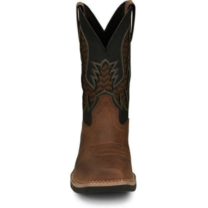 Justin Men's Bolt 11" Square Toe Western Work Boot - Brown - SE4112  - Overlook Boots