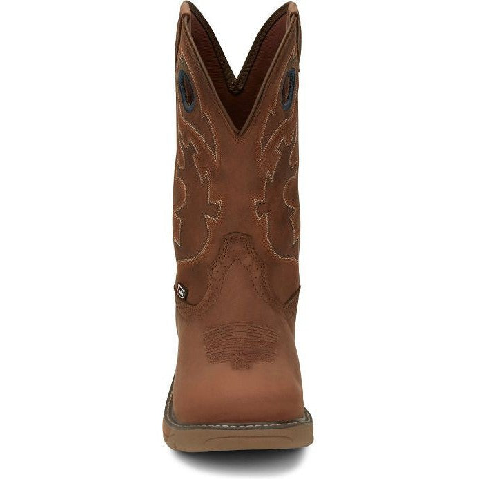 Justin Men's Rush 11" Round Toe Waterproof Western Work Boot -Brown- SE4332 - Overlook Boots