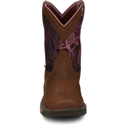 Justin Women's Rush 8" Waterproof Western Work Boot -Brown- SE4358  - Overlook Boots