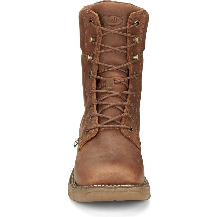 Justin Men's Rush 8" Waterproof Lace Up Western Work Boot -Brown- SE467 - Overlook Boots