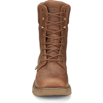 Justin Men's Rush 8" Waterproof Lace Up Western Work Boot -Brown- SE467 - Overlook Boots