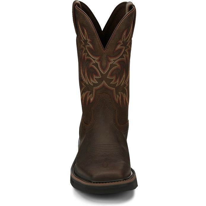 Justin Men's Driller 11" Square Toe Western Work Boot -Brown- SE4681  - Overlook Boots