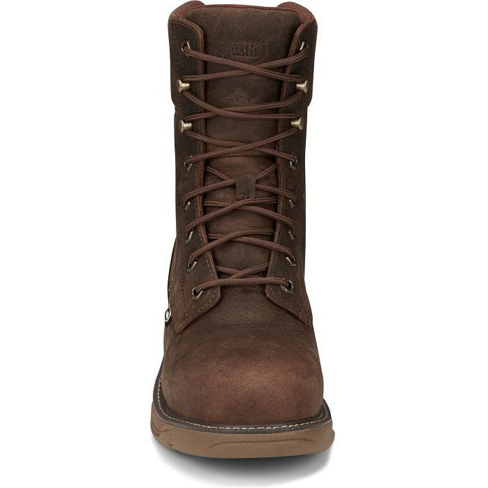 Justin Men's Rush 8" Waterproof Nano Composite Toe Western Work Boot -Brown- SE469 - Overlook Boots