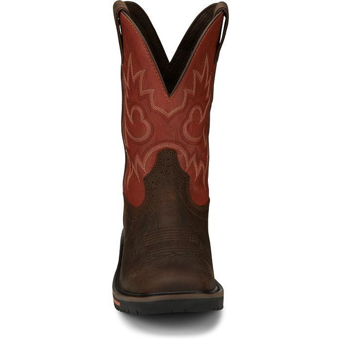 Justin Men's Joist 11" Waterproof Western Work Boot -Brown- SE4944  - Overlook Boots