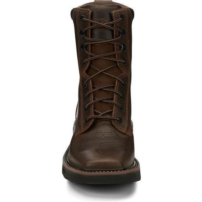 Justin Men's Pulley 8" Lace Western Work Boot -Brown- SE681  - Overlook Boots
