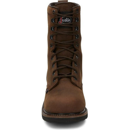 Justin Men's Drywall 8" Steel Toe Waterproof Western Work Boot -Brown- SE961 - Overlook Boots