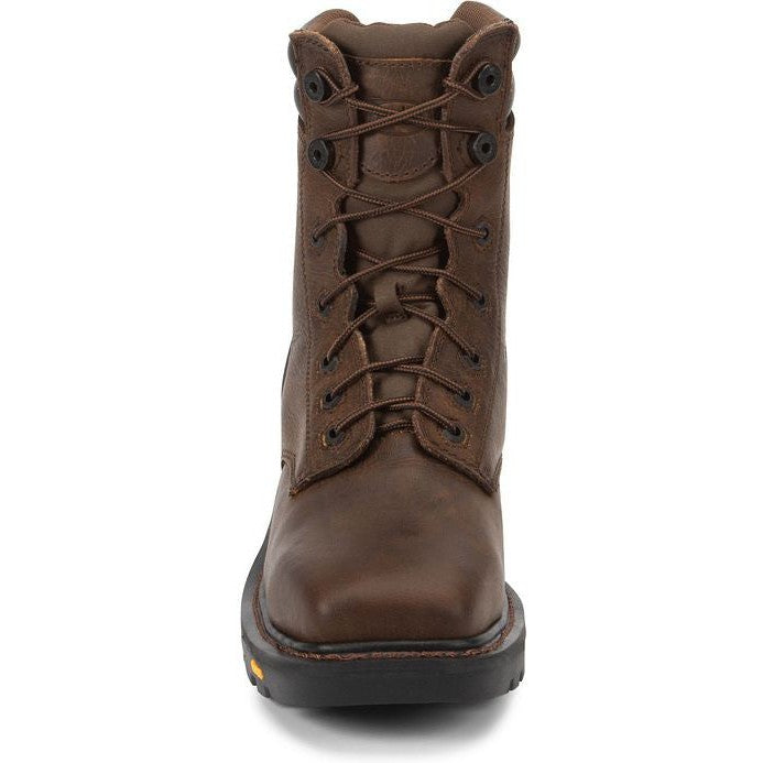 Justin Men's Pipefitter 8" Steel Toe Western Work Boot - Brown - WK200  - Overlook Boots