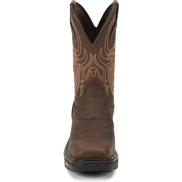 Justin Men's Driscoll 11" Steel Toe Western Work Boot -Brown- WK2111  - Overlook Boots
