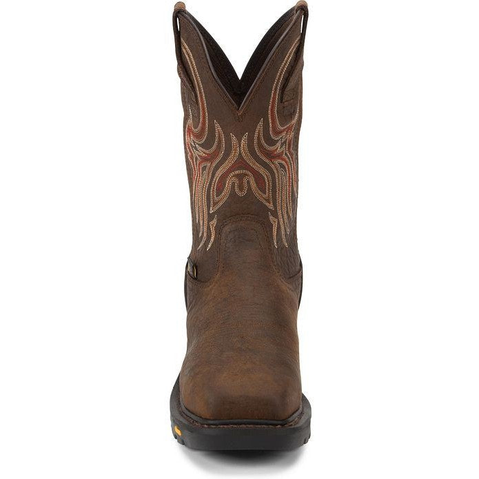 Justin Men's Driscoll 11" Steel Toe Metguard Western Work Boot -Brown- WK2112  - Overlook Boots
