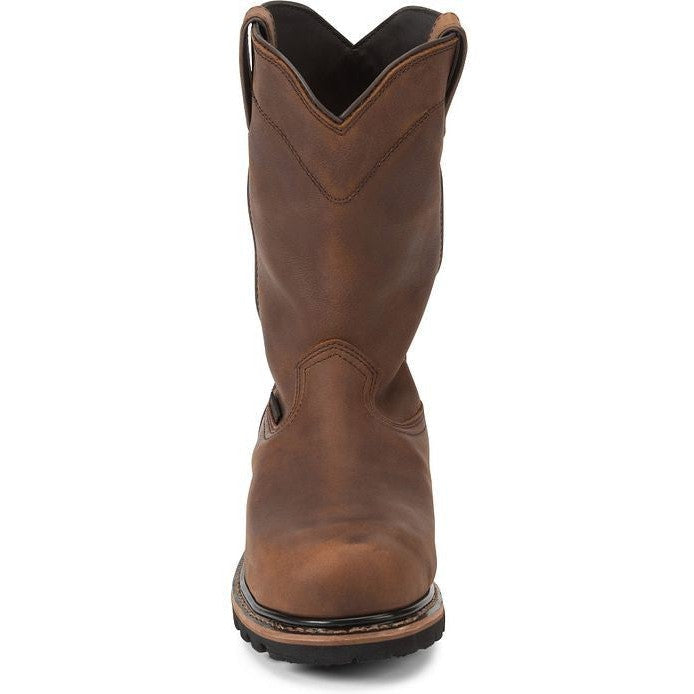 Justin Men's Pulley 10" Composite Toe Waterproof Western Work Boot -Brown- WK4630 - Overlook Boots