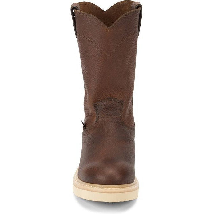 Justin Men's Axe 10" Soft Toe Wedge Western Work Boot -Brown- WK4908  - Overlook Boots