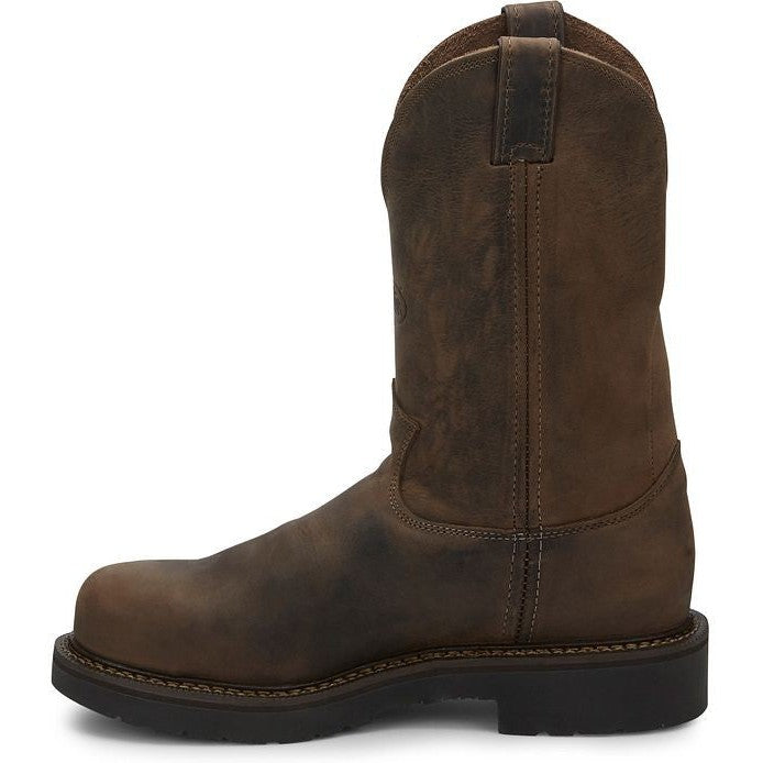 Justin Men's Balusters 11" Steel Toe Western USA Made Work Boot -Brown- 4445 - Overlook Boots
