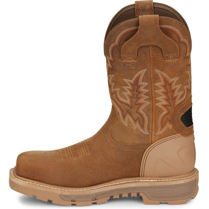 Justin Men's Montana 11" Nano Composite Toe Western Work Boot- Brown- CR2124 - Overlook Boots