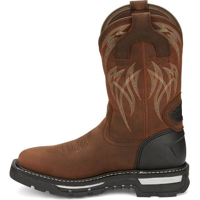 Justin Men's Frontline Hiviz 11" Waterproof Western Work Boot -Brown- CR2151 - Overlook Boots
