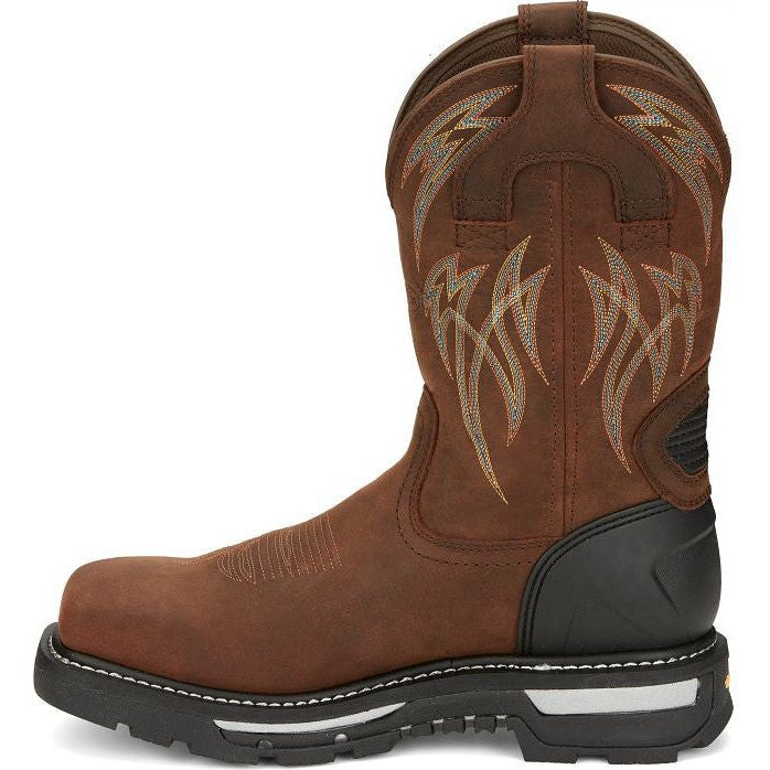 Justin Men's Frontline Hiviz 11" Waterproof Nano Composite Toe Western Work Boot -Brown- CR2152 - Overlook Boots