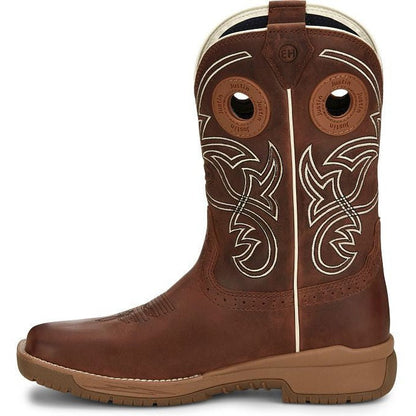 Justin Men's Nitread 11" Square Toe Waterproof Western Work Boot -Brown- CR3200 - Overlook Boots