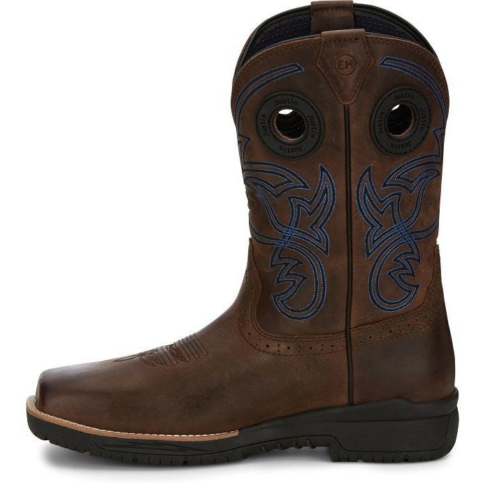 Justin Men's Nitread 11" Nano Composite Toe Western Work Boot -Brown- CR3204 - Overlook Boots