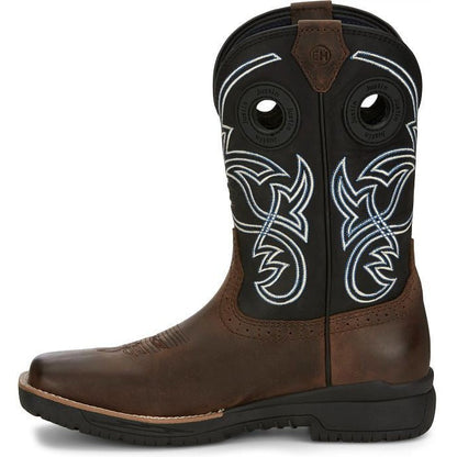 Justin Men's Nitread 11" Square Toe Waterproof Western Work Boot -Black- CR3205 - Overlook Boots