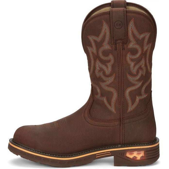 Justin Men's Resistor 11" Composite Toe Waterproof Western Work Boot- Brown- CR4008 - Overlook Boots