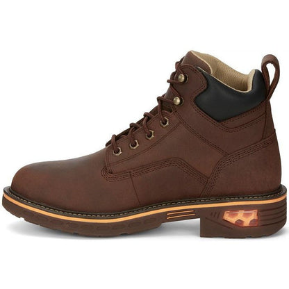 Justin Men's Resistor 6" Waterproof Lace Up Western Work Boot -Brown- CR401 - Overlook Boots