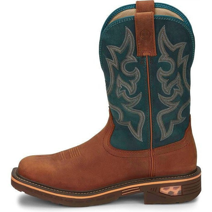 Justin Men's Resistor 11" Nano Composite Toe Western Work Boot -Blue - CR4010 - Overlook Boots
