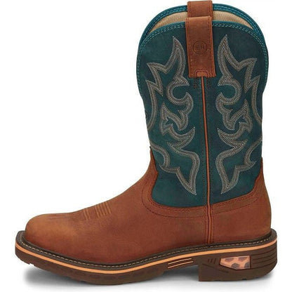 Justin Men's Resistor 11" Nano Composite Toe Western Work Boot -Blue - CR4010 - Overlook Boots