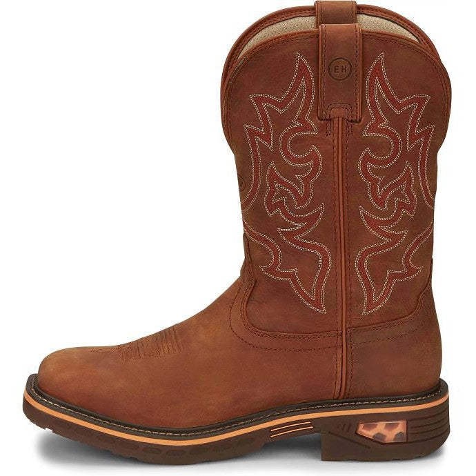 Justin Men's Resistor 11" Waterproof Western Work Boot -Brown- CR4011 - Overlook Boots