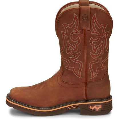 Justin Men's Resistor 11" Waterproof Western Work Boot -Brown- CR4011 - Overlook Boots
