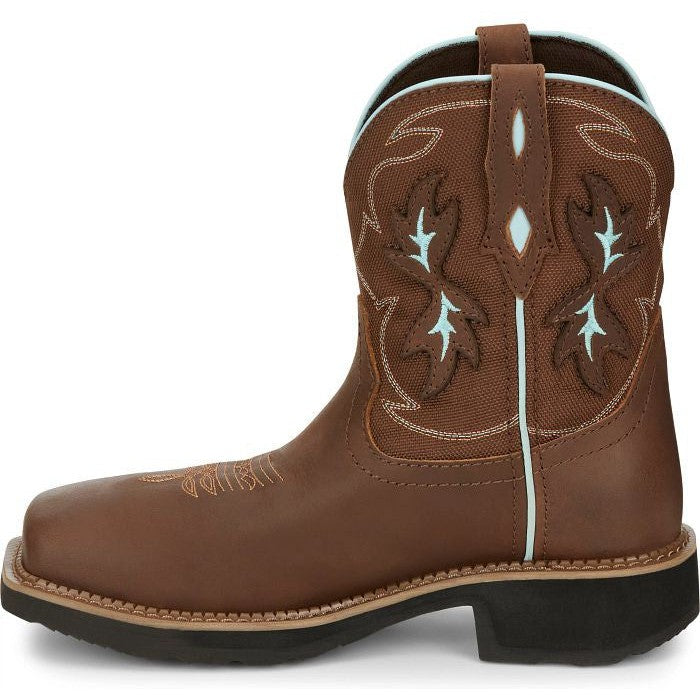Justin Women's Chisel 8" Nano Composite Toe Western Work Boot -Brown- GY9960 - Overlook Boots