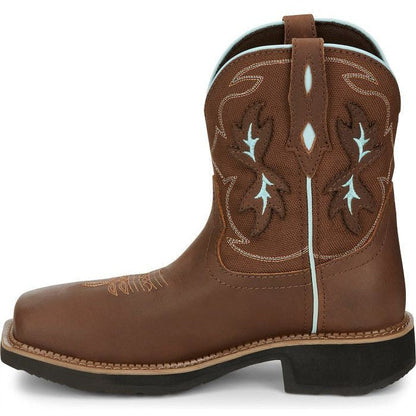 Justin Women's Chisel 8" Nano Composite Toe Western Work Boot -Brown- GY9960 - Overlook Boots