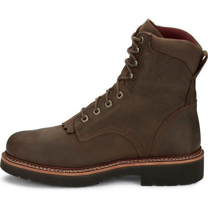 Justin Men's Rivot 8" Waterproof Steel Toe Western Work Boot -Brown- OW458 - Overlook Boots