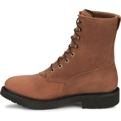Justin Men's Livestock 8" Waterproof Lace Up Western Work Boot -Brown- OW604 - Overlook Boots