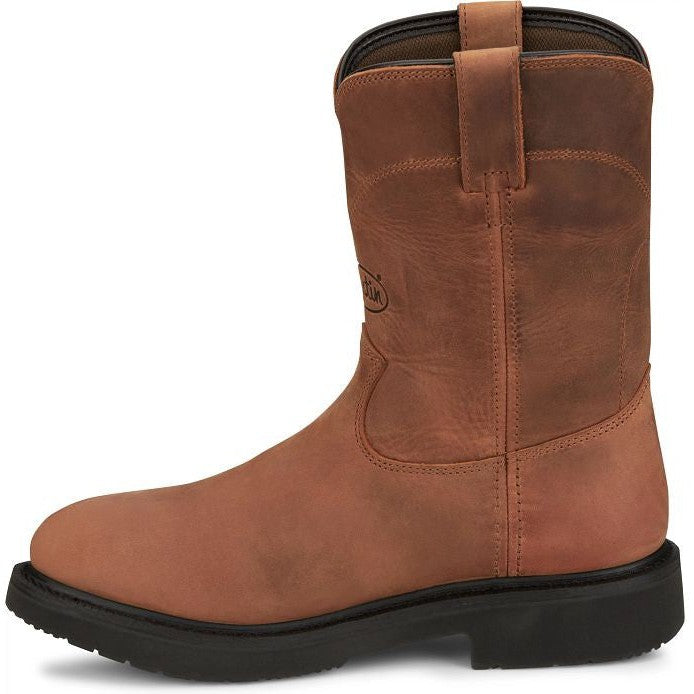 Justin Men's Round Up 10" Waterproof Western Work Boot -Brown- OW6604 - Overlook Boots