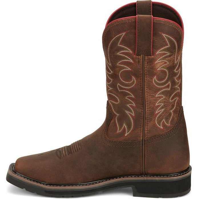 Justin Men's Driller II 11" Waterproof Steel Toe Western Work Boot -Brown- SE3117 - Overlook Boots
